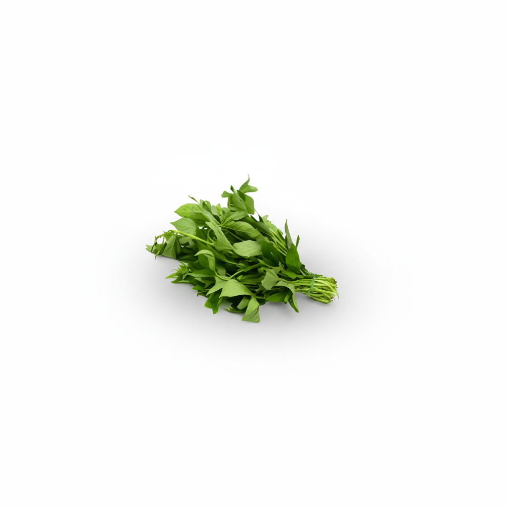 A fresh bunch of BitrLeaf herbs with a visible brand logo in the top right corner.