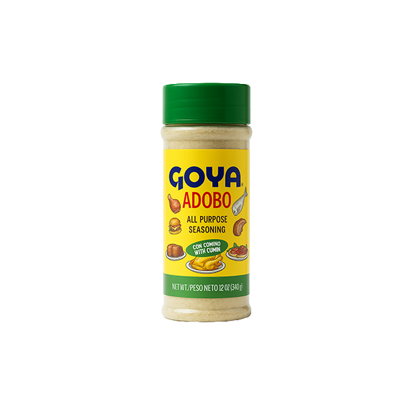 Goya Adobo all-purpose seasoning bottle on a white background