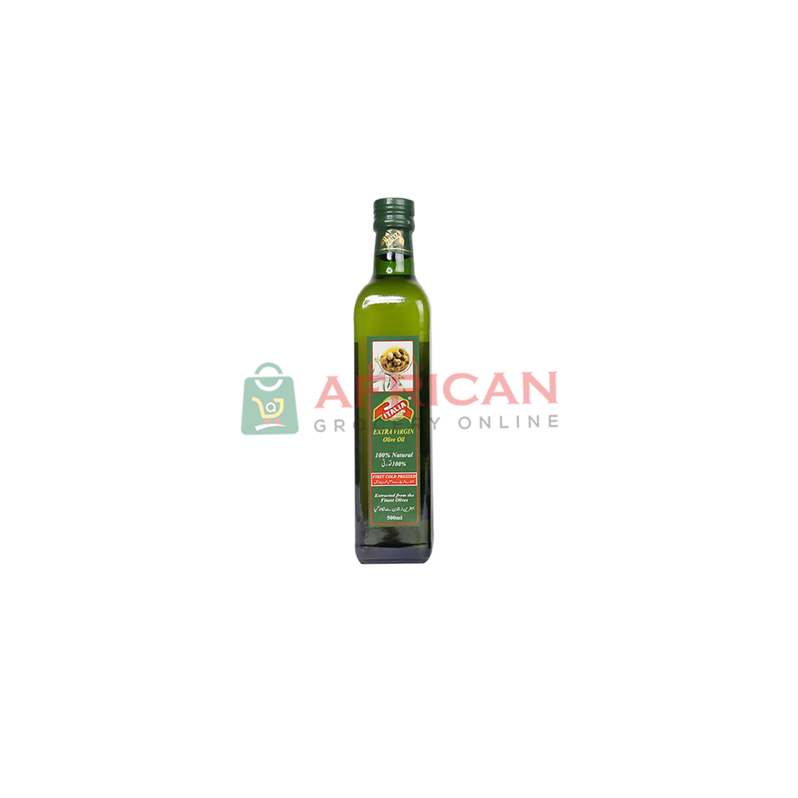 A bottle of olive oil on a white background with a label that includes the brand name and the words 'Product of The Month'.
