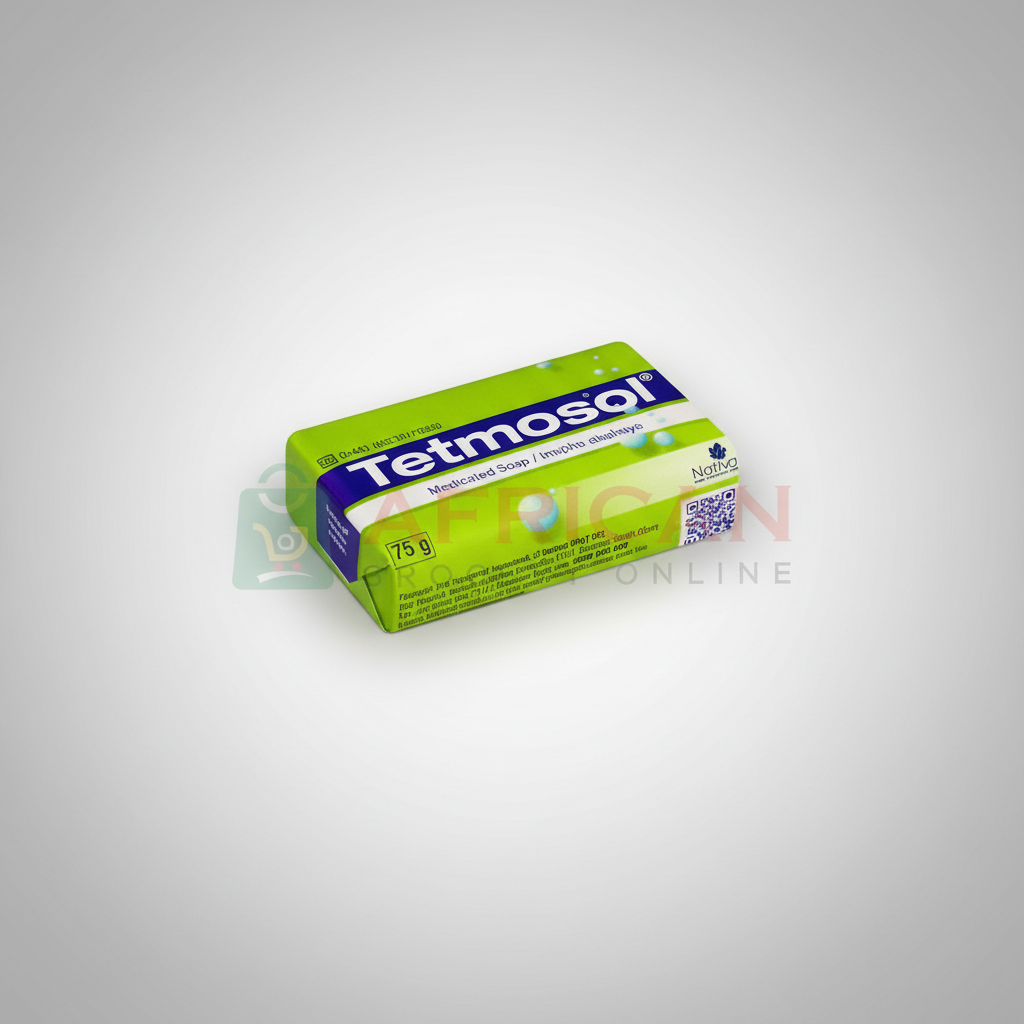 A box of Tetmosol medicated soap with a green and white label, indicating 75 grams of the product.