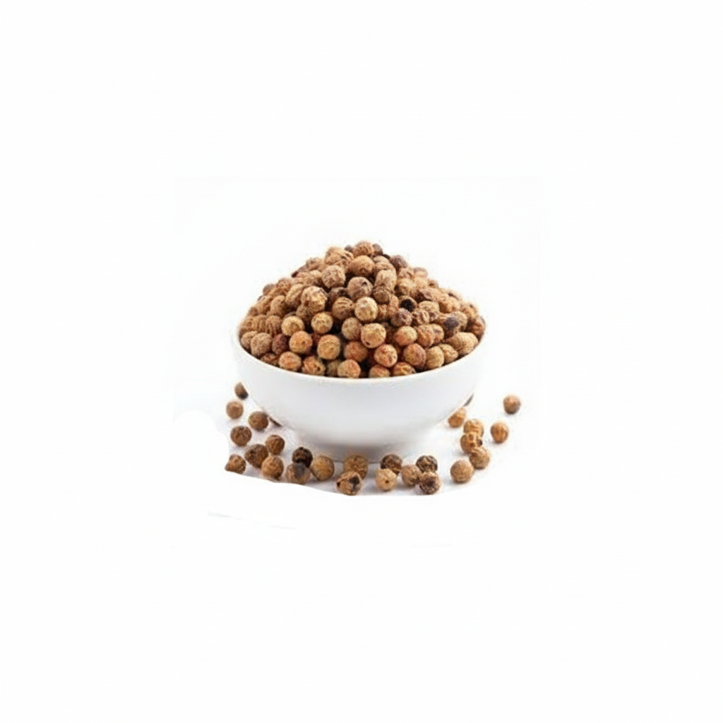 A bowl of Tiger Nuts spilling out onto a white surface, with a blurred 'african grocery online' text in the background.