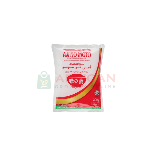Packaging of AJI NO MOTO seasoning, showing a 30g packet with brand and product name in Japanese and English.