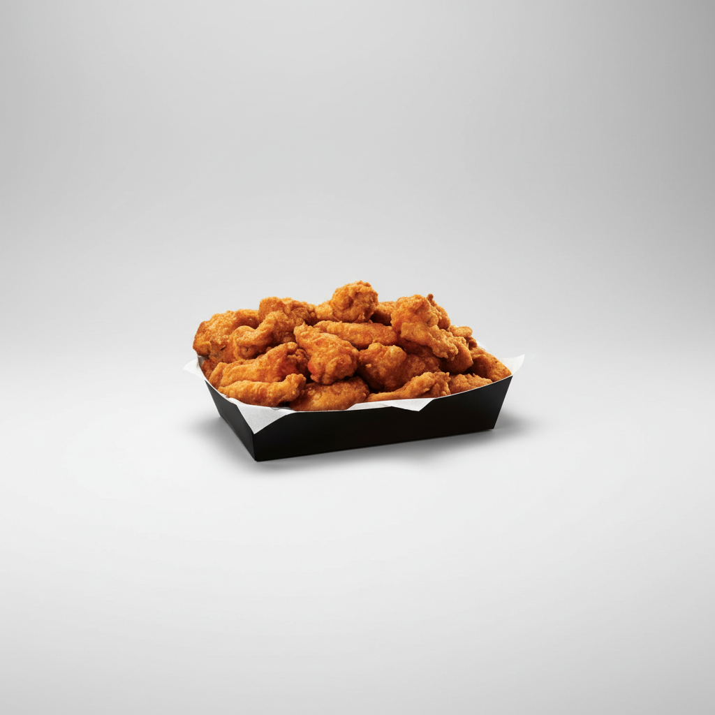 A tray of fried chicken wings.