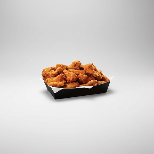 A tray of fried chicken wings.