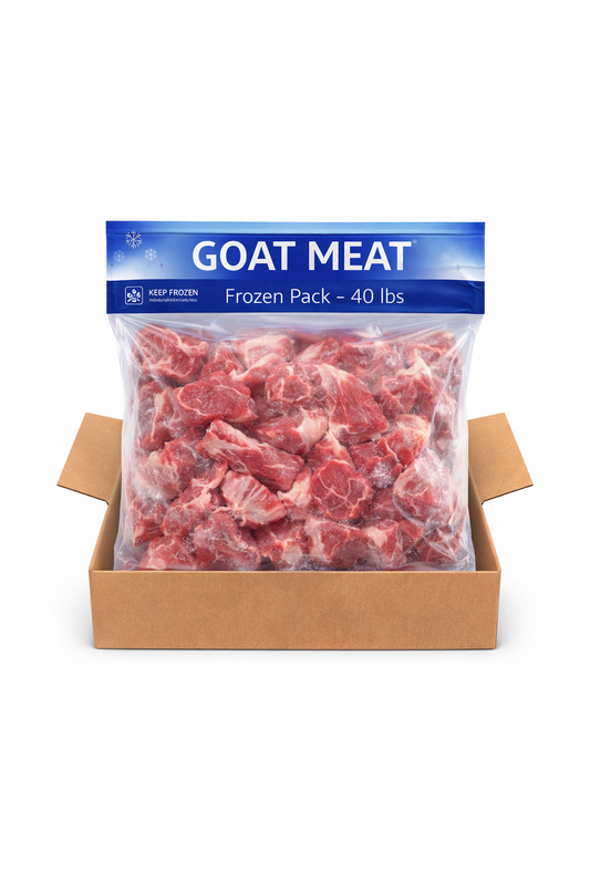 Frozen Goat Meat Pack – 40lb Box – Ready to Cook