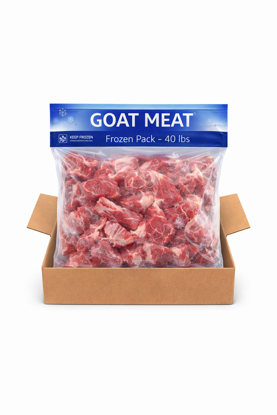 Frozen Goat Meat Pack – 40lb Box – Ready to Cook