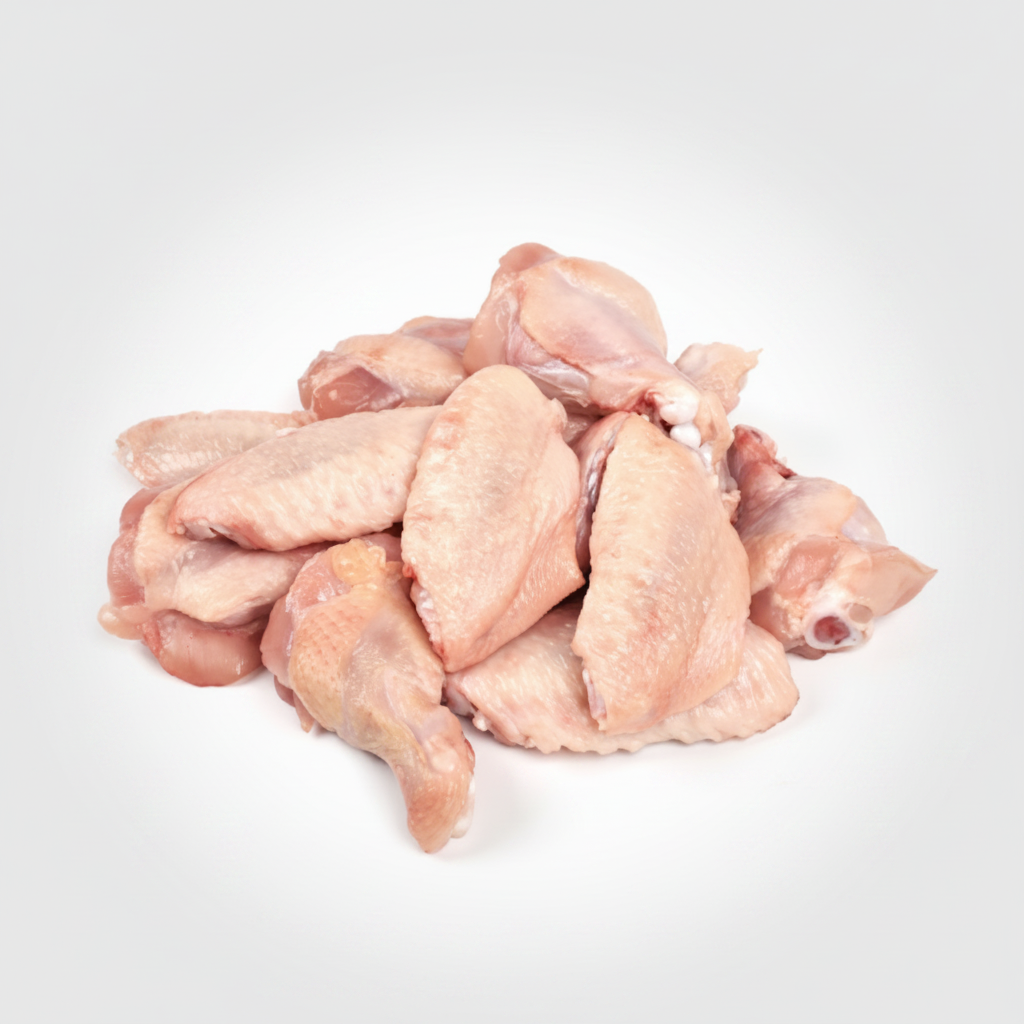Raw chicken wings on a white background