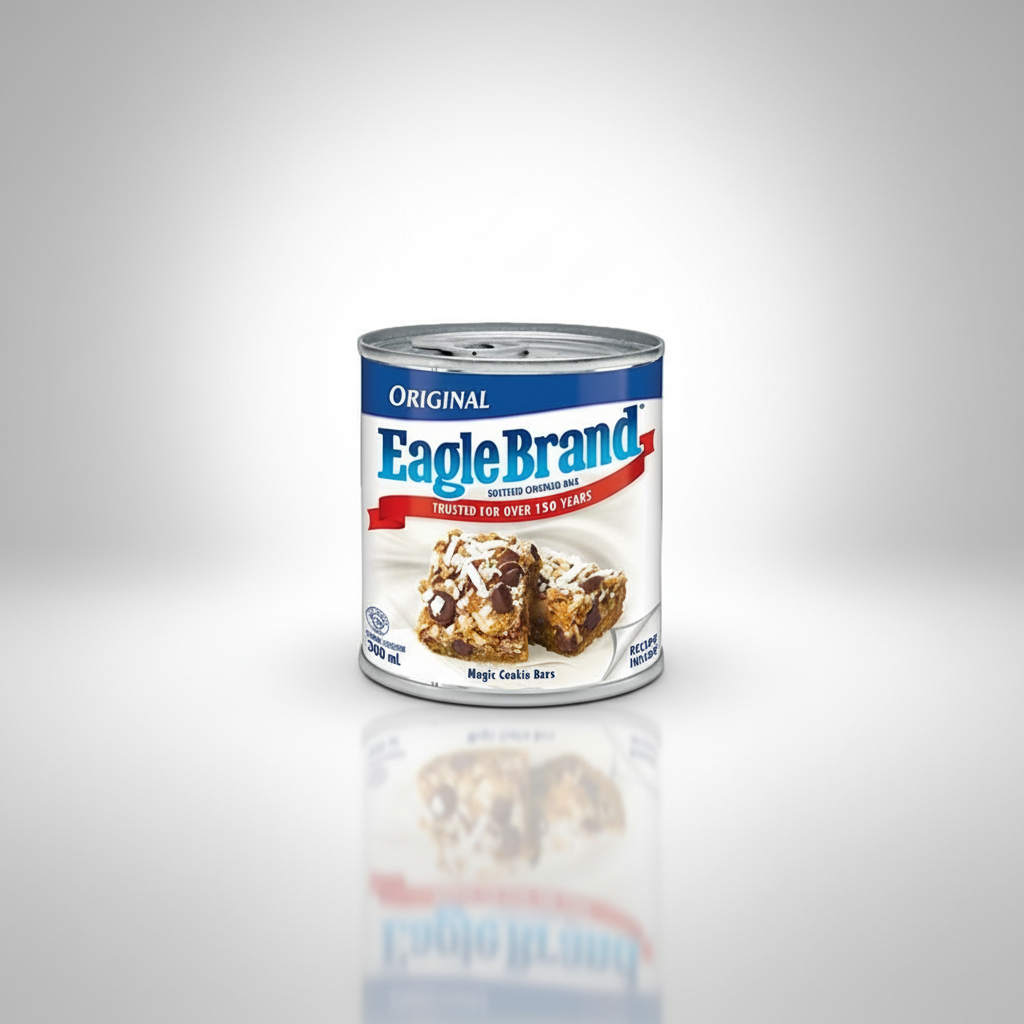 A can of Eagle Brand condensed vegetables, with the label indicating it is an original product and has been an American favorite for 100 years.