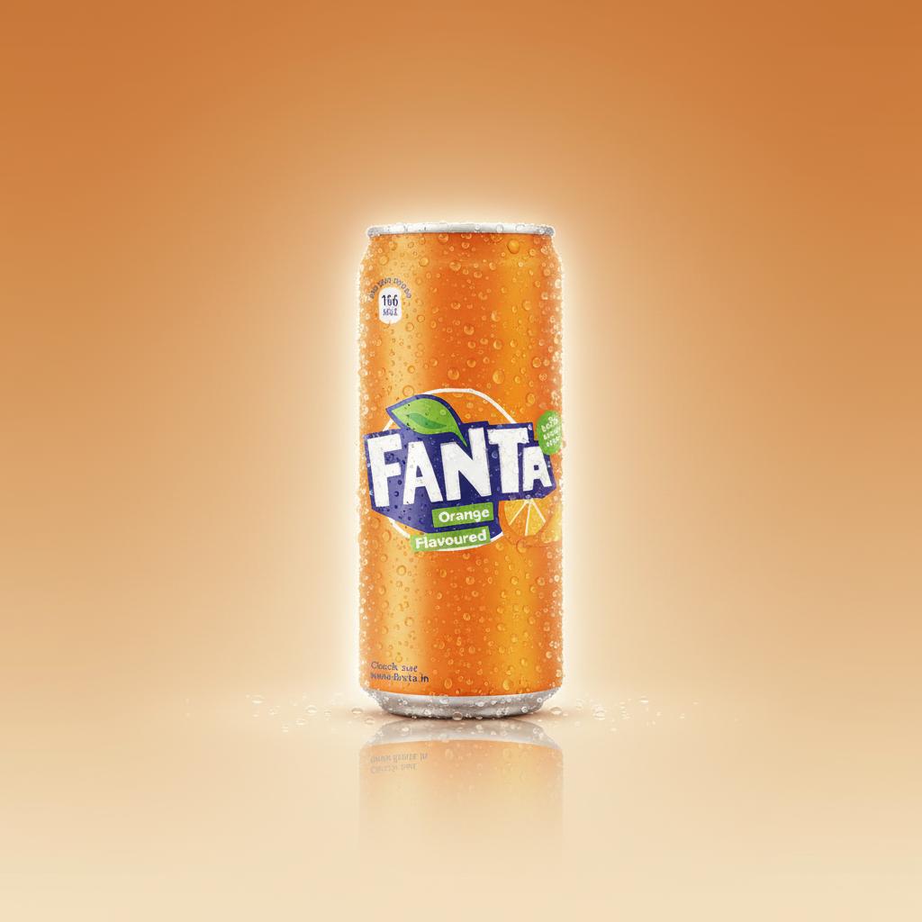 A can of Fanta orange soda.
