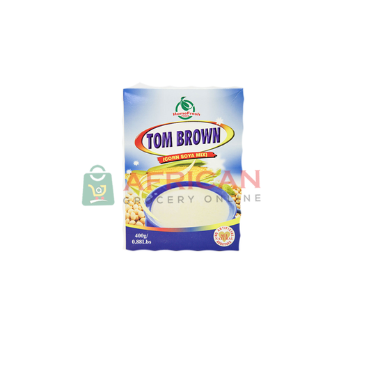 A package of Tom Brown flour, labeled as 'Cery One' flour, in a blue and white packaging with a transparent window showing the flour inside.
