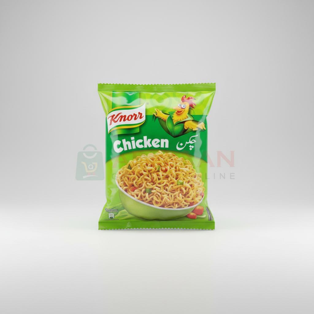 A package of Knorr Chicken seasoning mix, featuring the product name and an image of cooked chicken on the front.