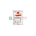 A sealed, white plastic bag with red and black text, containing 2 pounds of Plantain Elubo, with the brand African Grocery Online displayed.