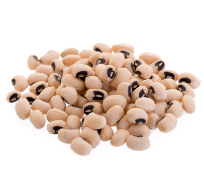 Pile of black-eyed peas on a white background